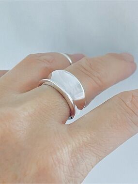 925 Sterling Silver Unisex Chunky Concave Ring, Wedding Band Silver Rings